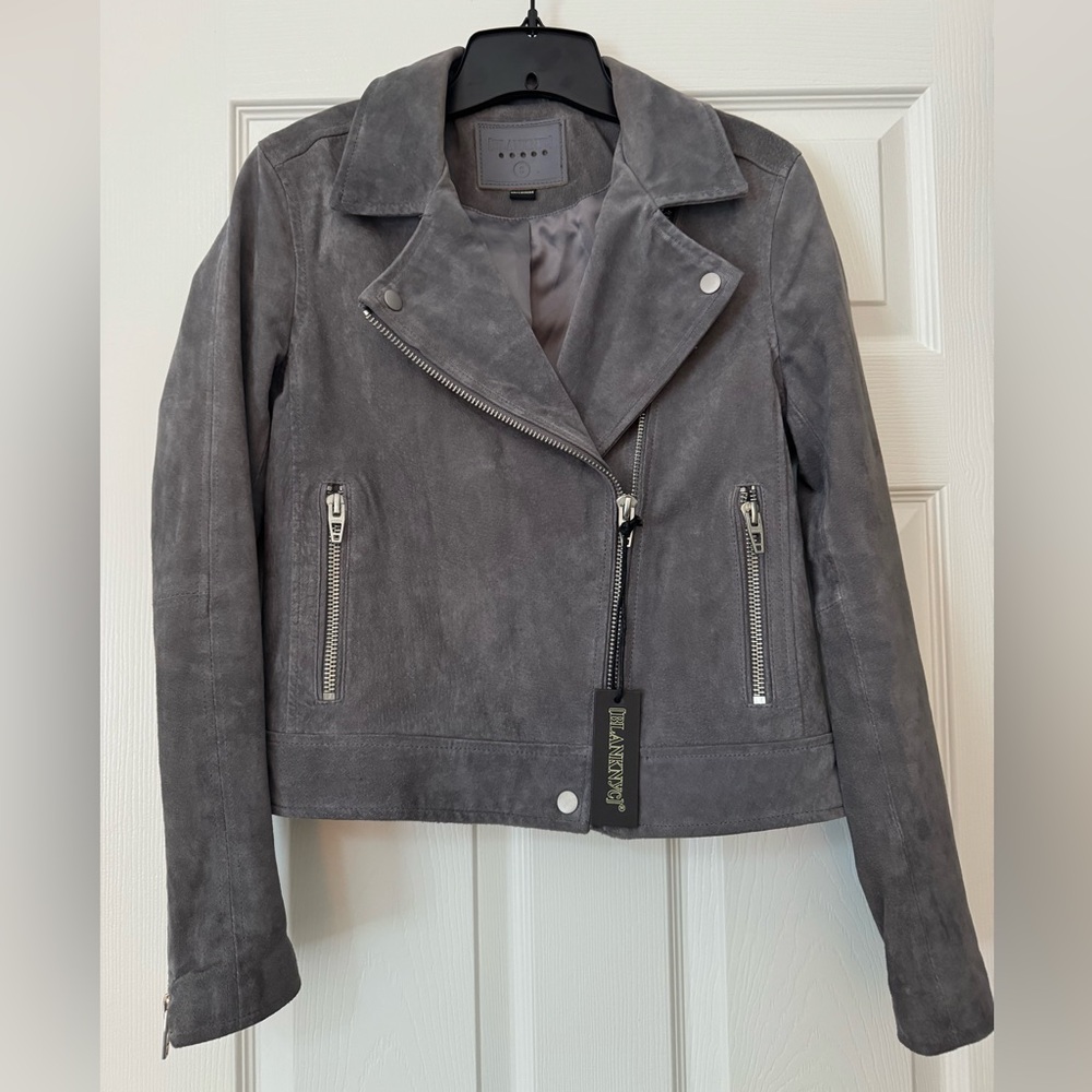 Blank NYC Gray Suede Leather Moto Jacket - Picture 2 of 5